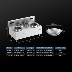 Cuisinière à induction double brûleur de haute puissance 12~30KW de qualité supérieure, directement de l'usine, pour cuisine commerciale, petit wok - Product Image 1
