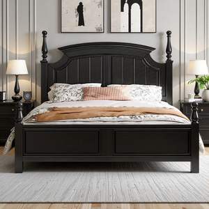 <span class=keywords><strong>Lit</strong></span> en bois massif de style campagnard américain vintage du milieu du siècle Boîtes de rangement personnalisables pour <span class=keywords><strong>lit</strong></span> double - Product Image 4