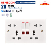 Interruptor de Luz de Pared Eléctrico Multifunción Moderno Blanco, Estándar Británico del Reino Unido, con Toma de Corriente e Indicador Luminoso