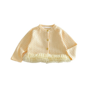 Cardigan <span class=keywords><strong>in</strong></span> <span class=keywords><strong>Tulle</strong></span> Stile Coreano per Bambine, Nuova Collezione Autunno 2026, Maglione Morbido Tinta Unita Testurizzato per Neonati e Bambini - Product Image 5