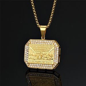 Collar <span class=keywords><strong>de</strong></span> Moda con Colgante <span class=keywords><strong>de</strong></span> <span class=keywords><strong>la</strong></span> Última Cena <span class=keywords><strong>de</strong></span> Jesús, Estilo Hip Hop, Religioso, Impermeable, <span class=keywords><strong>de</strong></span> Acero Inoxidable, Antideslustre, para Hombre - Product Image 2