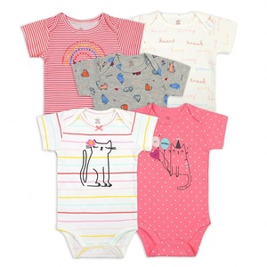 Tuta estiva bambina bebè vestiti tute a maniche corte per neonati Set body body 5 pz - Product Image 5