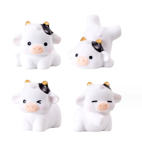 Сувенирные товары, новые товары, 2024 Маленькая корова, 12 украшенных, китайские фигурки животных Зодиака, игрушки из смолы, поставщик