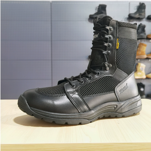 Bottes tactiques DFS3S pour hommes, légères et respirantes, avec fermeture éclair latérale, en toile noire et kaki avec cuir - Product Image 6