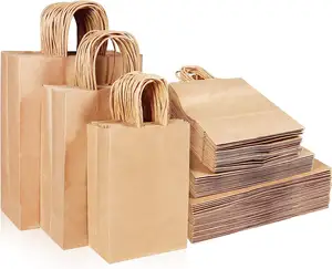 Toptan ucuz fiyat geri dönüşümlü kağıt torbalar özel kişiselleştirilmiş kahverengi kraft kağıt alışveriş çantası giyim için