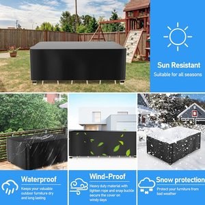 100% Waterproof <strong>Outdoor</strong> <strong>Table</strong> <strong>Cover</strong> Rectangular Black Patio Furniture <strong>Table</strong> <strong>Cover</strong> for Picnic Coffee <strong>Tables</strong> Chairs and Sofas - Product Image 4