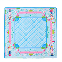 Alas Meja Permainan Mahjong Amerika Motif Nutcracker Biru Pastel dengan Lapisan Karet Anti-Selip