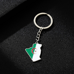 Émail à la mode algérie carte drapeau <span class=keywords><strong>porte</strong></span>-clés pour hommes femmes en acier inoxydable pendentif <span class=keywords><strong>porte</strong></span>-clés couleur or algérien amulette accessoire - Product Image 4