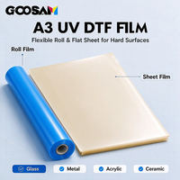 Film Stiker UV DTF Transfer Dingin Langsung Laris Manis, Laminator A dan B A3 30cm Film PET AB untuk Permukaan Keras