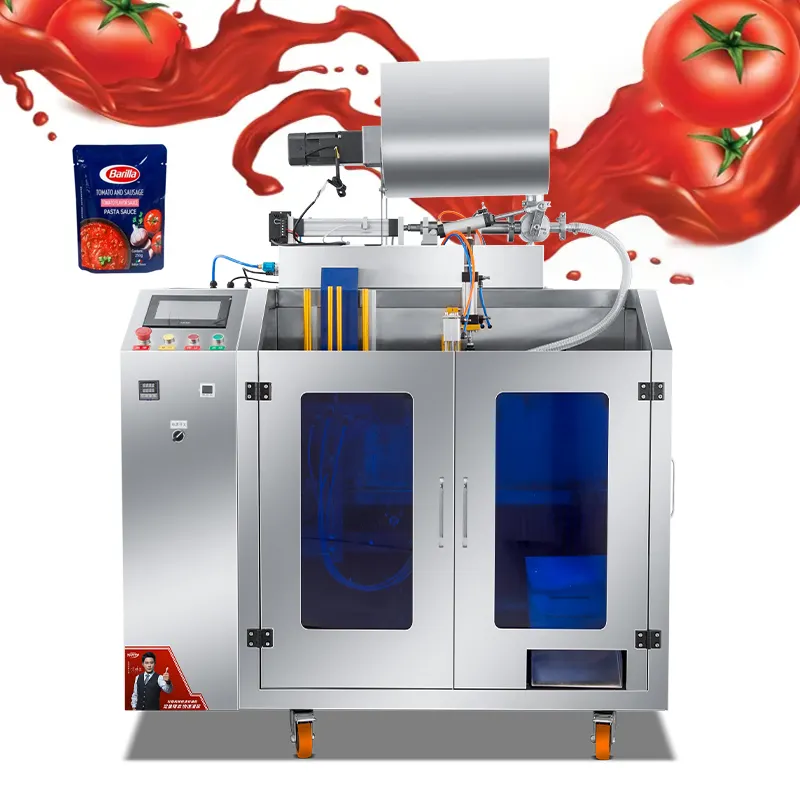 Máquina de enchimento horizontal totalmente automática de saquinhos líquidos para mel, manteiga de amendoim e leite, molho de pimenta e ketchup