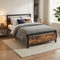 Cadre de lit plateforme moderne en fer avec lattes métalliques, design silencieux, tête de lit contemporaine pour chambre à coucher