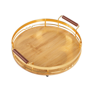 Round gold wrought iron <b>tray</b> for home, restaurant, hotel, <b>tea</b> set, pastry plate, fruit plate, <b>tea</b> <b>tray</b> - Product Image 4