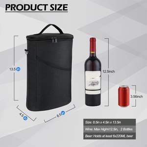<span class=keywords><strong>Sac</strong></span> <span class=keywords><strong>isotherme</strong></span> portable anti-fuite pour 2 bouteilles de vin, idéal pour la dégustation, les fêtes et comme cadeau de Noël, avec bandoulière réglable - Product Image 2