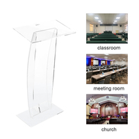 Usine en gros Design moderne clair acrylique Portable chaire présentoir églises école salles de classe pupitre podium support
