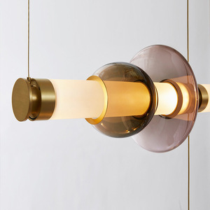 Lámpara de Techo de Diseño Nórdico para Comedor, Larga, de Vidrio Teñido, LED, Altura Ajustable, Regulable, Luz Decorativa Cálida y Suave - Product Image 1