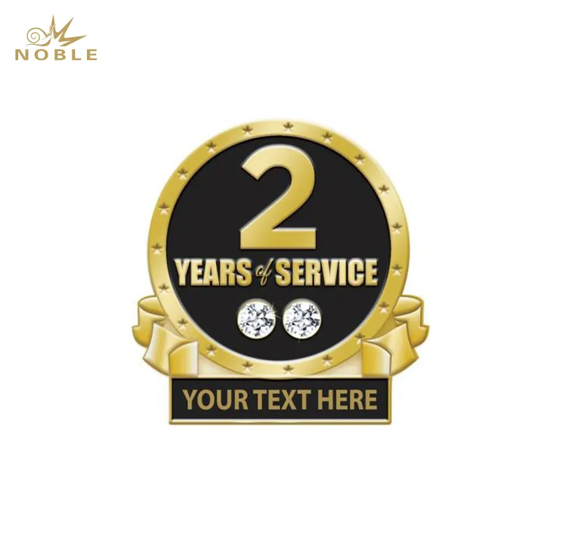 Noble Years Service Pin Badge With Crystal Diamond Custom Logo Employee Achievement Anniversary Business Gift Medal Lapel Pin