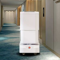 Robot de livraison hôtelier intelligent à IA avec évitement d'obstacles par LiDAR, connexion autonome aux ascenseurs, et service en chambre sans contact