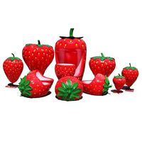 Vente directe d'usine, sculpture de fraise géante en fibre de verre imperméable, faite à la main, personnalisable, écologique, pour l'extérieur