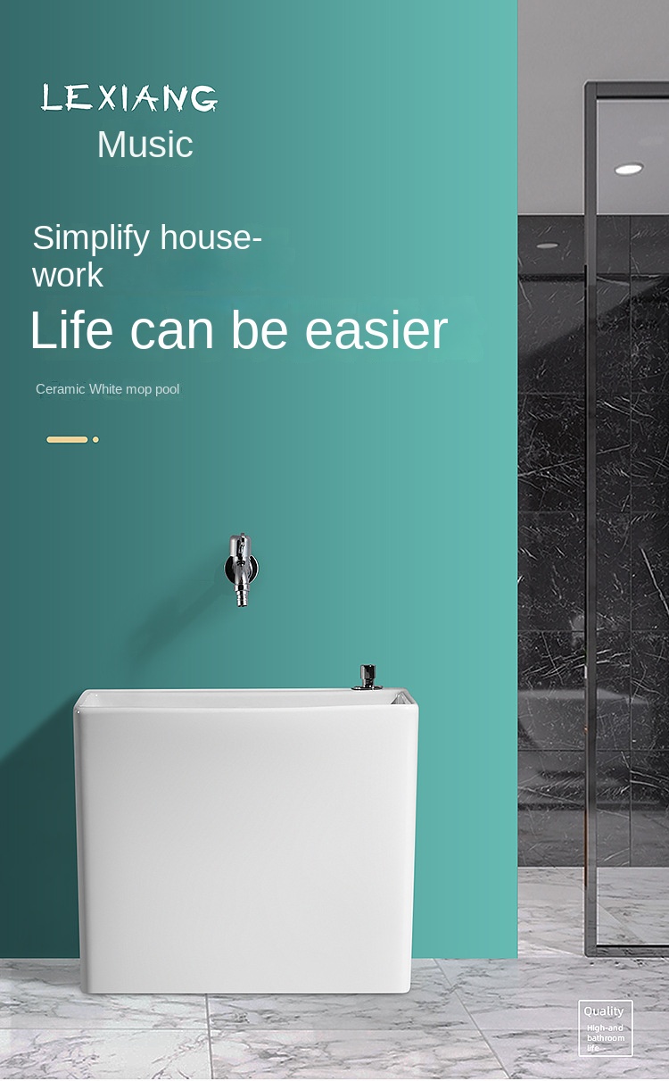 Wash Mop Pool with Drive Balcony Bathroom Geobasin Mop Ceramic Side Drainage Square Household Sink Mop Sink