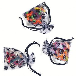Sacs en organza à motif de pattes de chien noir mignonnes, 13x18cm, pochettes réutilisables à cordon pour bonbons, bijoux, cadeaux de fête pour animaux de compagnie - Product Image 4