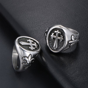 Men's <b>Titanium</b> Steel Cross <b>Ring</b> SA495 Vintage Gothic Style Jewelry Gift - Product Image 4