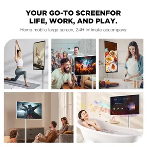 Téléviseur LCD portable Android intelligent 2024, 32 pouces, rétroéclairage LED blanc, fitness, rechargeable, 1080p, 24p24hz, écran tactile rotatif HD - Product Image 5