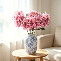 Chrysanthème Artificiel à Tige Unique, Imprimé en 3D, en Soie, Faux, Style Griffe, Riches Fleurs, Décoration Intérieure Moderne et Écologique pour Pâques