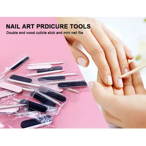 A Nail File Wholesale Disposable Mini Kit Small File OEM Custom Nail Art Polish Manicure Tools Wood Nail Cuticle Stick 180/180