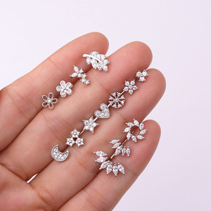 Classico <span class=keywords><strong>Piercing</strong></span> a Barra in Acciaio Inossidabile 16G con Corona e Foglia, con Zirconia Cubica e Bordo in Rame, per Helix, <span class=keywords><strong>Orbital</strong></span>, Rook, Conch, Tragus, con Chiusura a Vite - Product Image 2