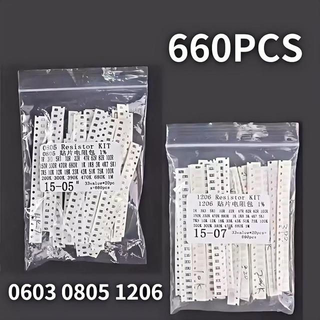Hot 660PCS SMD Resistor 0603 0805 1206 1% Resistance Assorted Kit 1 Ohm - 1M Ohm Chip Resistors