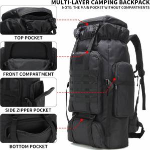 <span class=keywords><strong>Sac</strong></span> <span class=keywords><strong>à</strong></span> <span class=keywords><strong>dos</strong></span> tactique imperméable en nylon pour la randonnée et le camping, <span class=keywords><strong>70L</strong></span>/100L, système MOLLE, motif camouflage, pour 3 jours d'escalade - Product Image 3