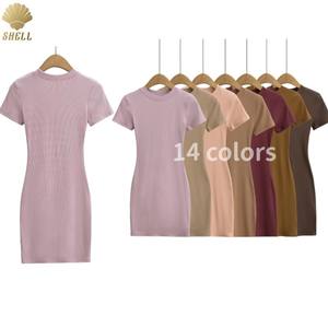 CNSHELL girocollo <span class=keywords><strong>a</strong></span> maniche corte <span class=keywords><strong>aderente</strong></span> da donna Mini lunghezza svasata orlo abito Casual <span class=keywords><strong>a</strong></span> costola modale - Product Image 2