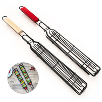 WELAND Panier de cuisson pour barbecue au charbon de bois, outils de grillade d'extérieur, accessoires portables antiadhésifs pour rôtir la viande