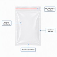 Sacs en plastique refermables transparents en PE, résistants à l'humidité, avec fermeture éclair, épais et robustes, 12*17 cm, 1000 pièces/sac, vente en gros sur mesure