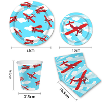 Ensemble de vaisselle de fête d'expédition rapide ensemble de décoration de fête d'avion Aviation joyeux anniversaire avion jetable assiette en papier ensemble de serviettes