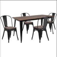 Chaise en bois de style industriel moderne pour salons, cuisines, restaurants, appartements avec cadre en métal pour salle à manger