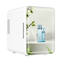 Mini-réfrigérateur portable 4L pour cosmétiques, soins de la peau et maquillage, miroir intégré, 12V, rose, avec lumière LED, pour voiture et maison