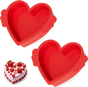 MUYULINS Molde de Silicona para Hornear Pan y Pasteles, con Marco Metálico Reforzado, Antiadherente, Libre de BPA, con Certificación LFGB, en Forma de Corazón - Product Image 1