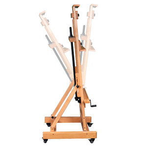 Chevalet de studio professionnel LISI en bois de hêtre, à levage manuel, sur pied, pour artistes, peinture, présentoir d'art, 4 roulettes mobiles - Product Image 4