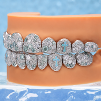 Grillz dentaire Hip Hop sur mesure en argent sterling 925, serti de Moissanite VVS, style Iced Out