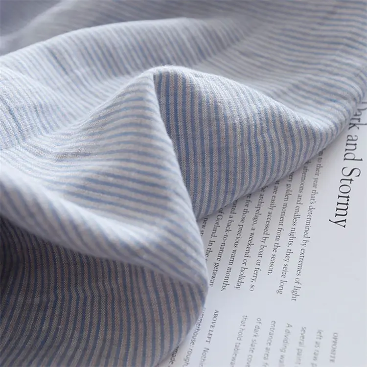 Wholesale Home Textile 280cm Width Pre-washed Origin Natural 100% Pure Linen Yarn-dyed Stripe Fabric For Bedding Curtain