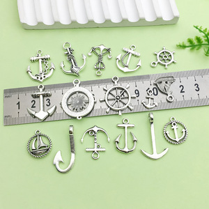 จี้รูปสมอเรือและเรือใบทำจากโลหะผสมเงินโบราณ สำหรับทำเครื่องประดับ DIY - Product Image 4