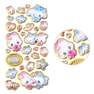 Autocollants 3D en cristal gonflés en forme de <span class=keywords><strong>lapin</strong></span> Kawaii <span class=keywords><strong>japonais</strong></span>, autocollants à bulles en époxy avec feuille d'or pour scrapbooking et décoration de coque de téléphone - Product Image 3