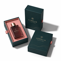 Ensemble d'emballages de luxe en papier rigide avec tiroir, pour flacons de parfum et cosmétiques carrés, avec logo gaufré personnalisé et pelliculage brillant haut de gamme