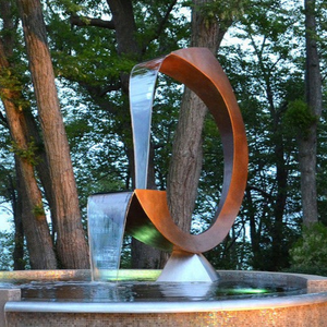 <span class=keywords><strong>Fontaine</strong></span> décorative carrée mignonne, cercle abstrait, Sculpture d'extérieur en métal, à vendre - Product Image 2