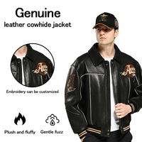 Blouson en cuir pour hommes Chenille Patches Blouson aviateur pour hommes