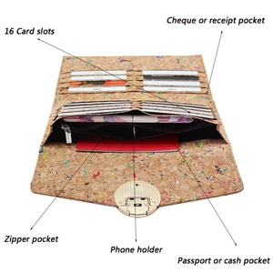 For Boshiho High Quality Ladies Handbag RFID Blocking <b>Envelope</b> Clutch Long Vegan Cork Purse Open Closure Polyester Lining Thread - Product Image 3