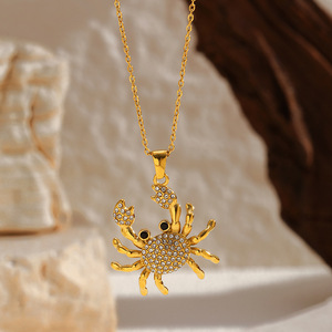 Gold Plated Stainless Steel <strong>Crab</strong> Pendant Necklace for Women's Fashion <strong>Jewelry</strong> N363 - Product Image 5