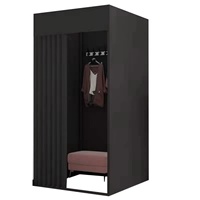 1688 Clothes Shop Rideau de cabine d'essayage mobile réglable en bois et tissu, style moderne et luxueux, pour centre commercial, hôtel, appartement, chambre