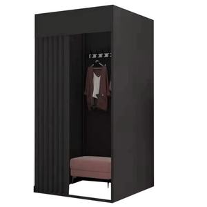 Cabine d'essayage mobile en métal pour boutique de vêtements Kelly, avec rideau, cabines d'essayage modernes et luxueuses - Product Image 4